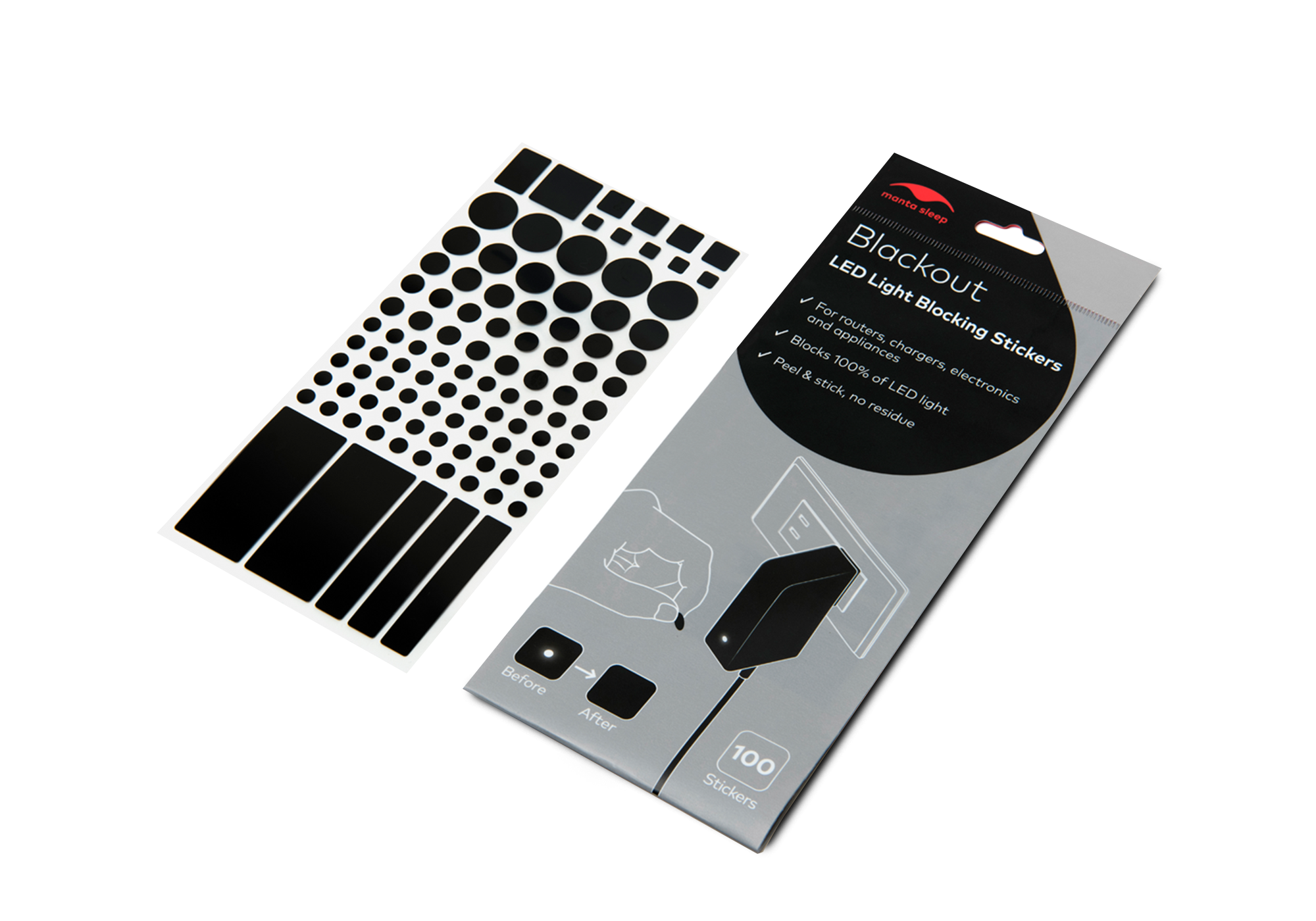 A pack of 100 blackout stickers and the packaging are one the best sleep products to keep out disruptive light.
