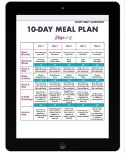 iPad con su plan de comida de 10 días