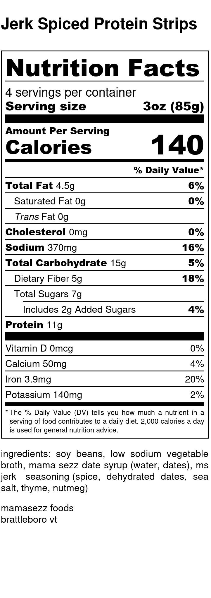 JERK SPICED PROTEIN STRIPS PLANT BASED MAMSEZZ
