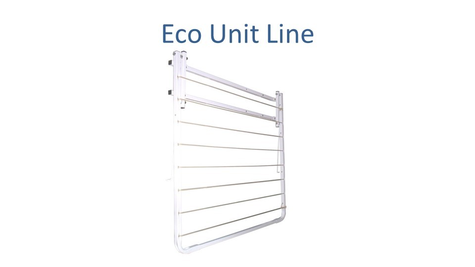 eco unit line clothesline modified to 0.75m wide by 0.8m deep folded down flat to wall