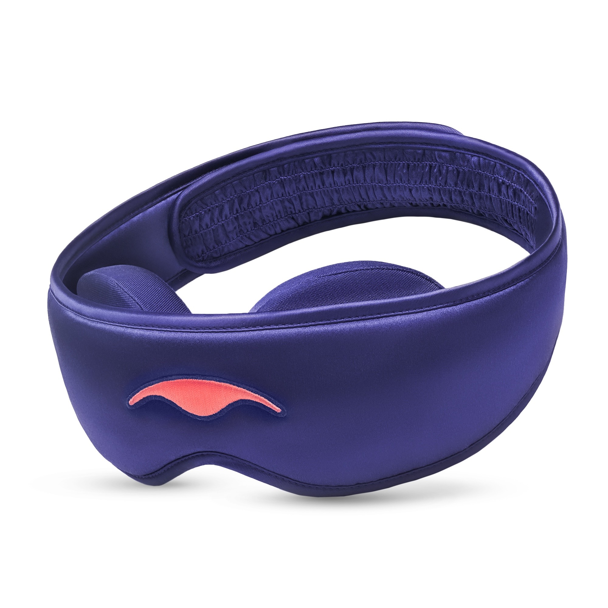 A blue silk sleep mask with detachable silk eye cups
