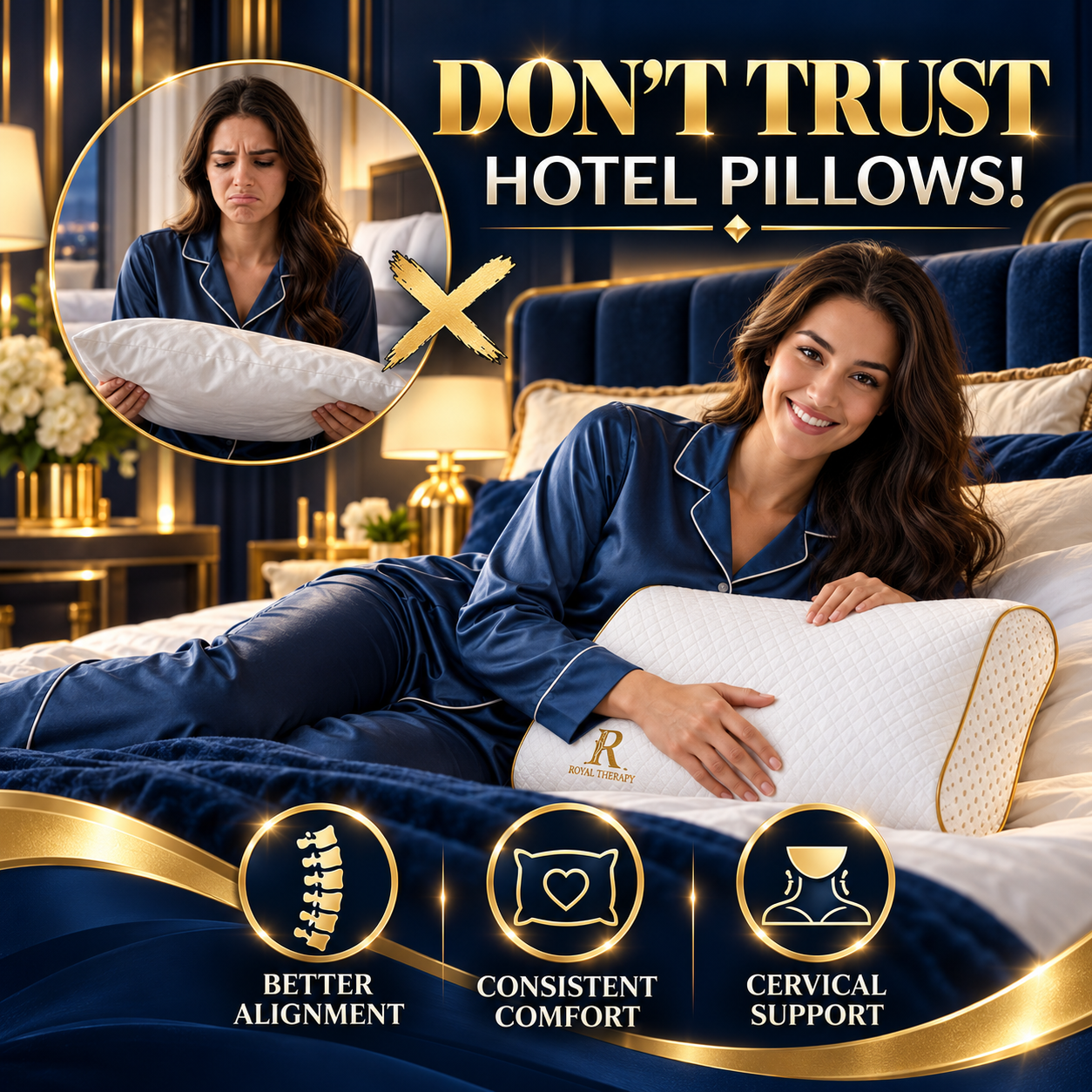 Royal Therapy 3-Layer Travel Memory Foam Pillow