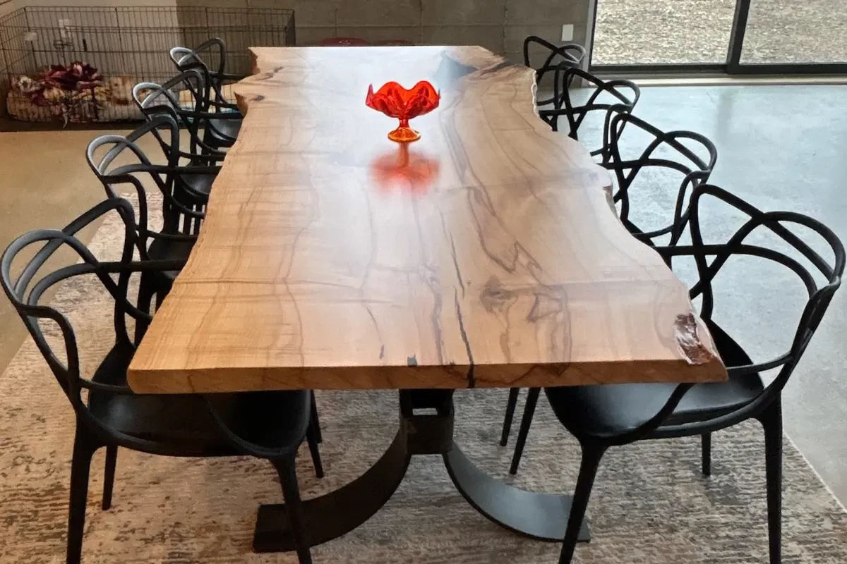 modern live edge maple dining table