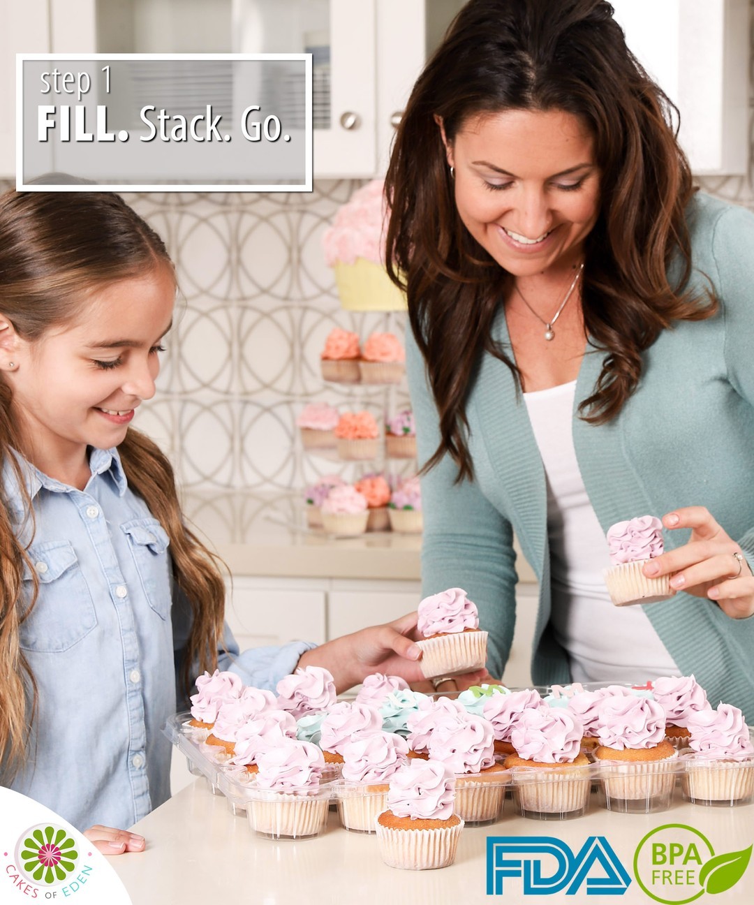 Bokon 4 Pcs 3 Tier Cupcake Carrier Stackable Cupcake Holder with