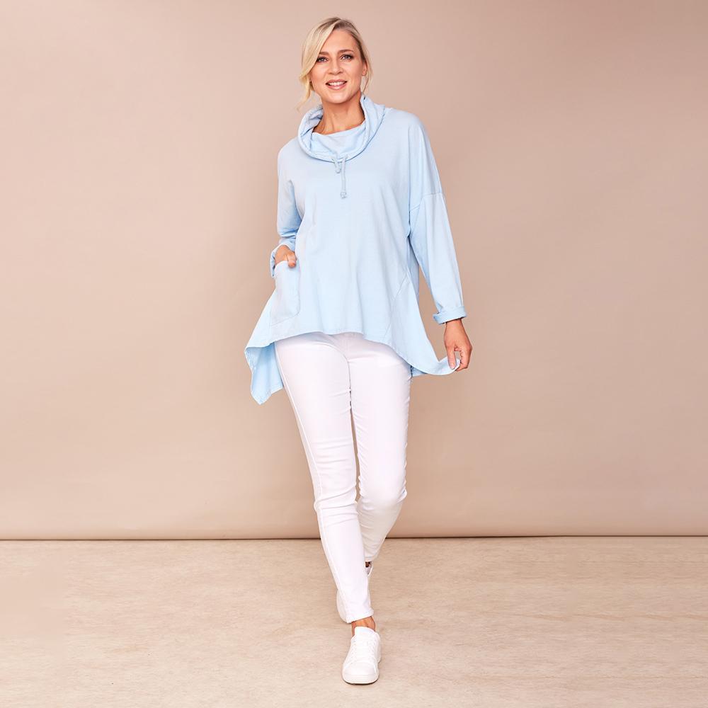 Viv Pocket Cowl Neck (Blue)