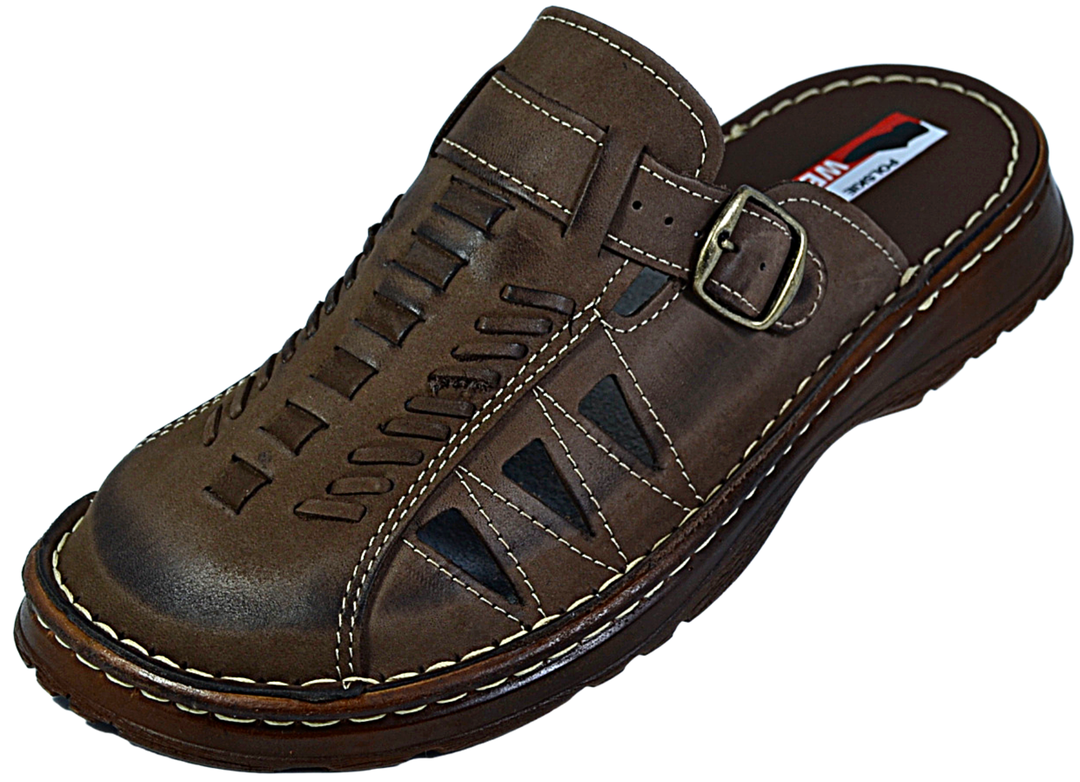 Oliver - Mens summer leather clogs - Reindeer Leather