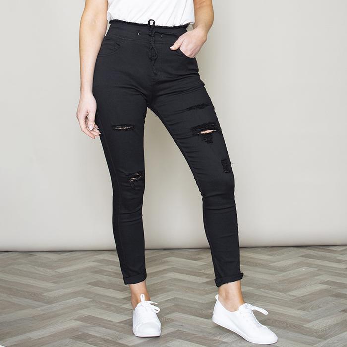 Dana Drawstring Jeggings (Black)
