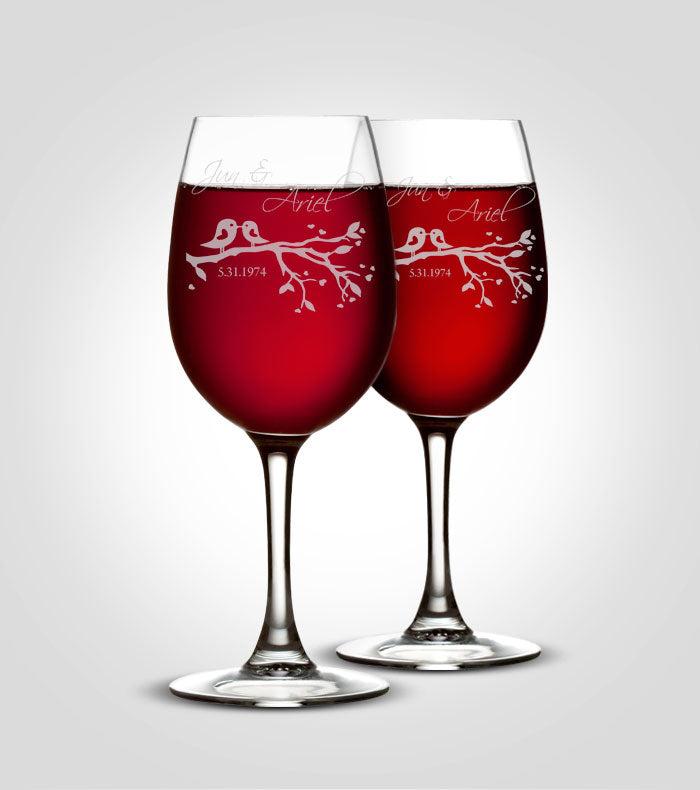 Love Birds Wine Glasses - Set of 2