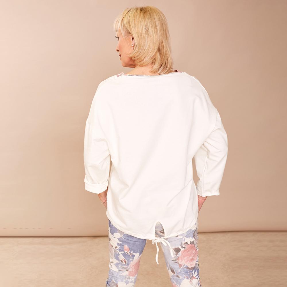 Milly Floral V Neck Top (Blue)