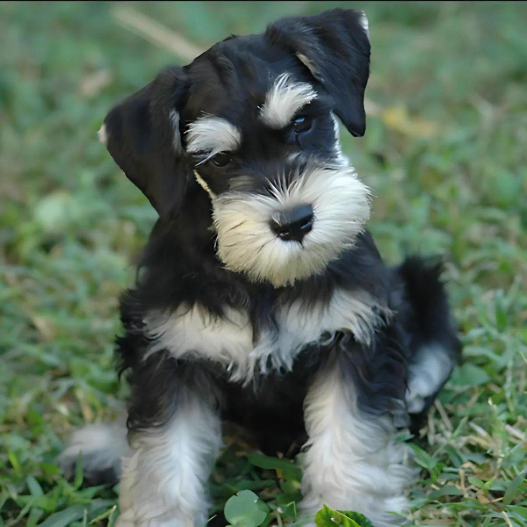 Miniature Schnauzer puppy tilting head