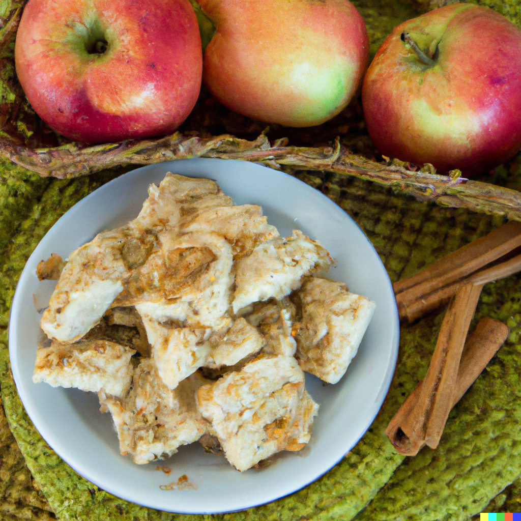 Photo of an Apple Cinnamon Protein Bites on a plate. The bites are small, round, and covered in rolled oats