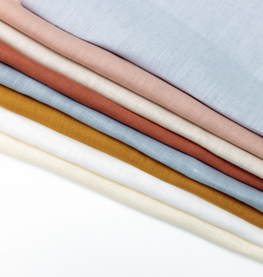 This is an image of the different coloured linens available from the Clever Poppy Shop.
