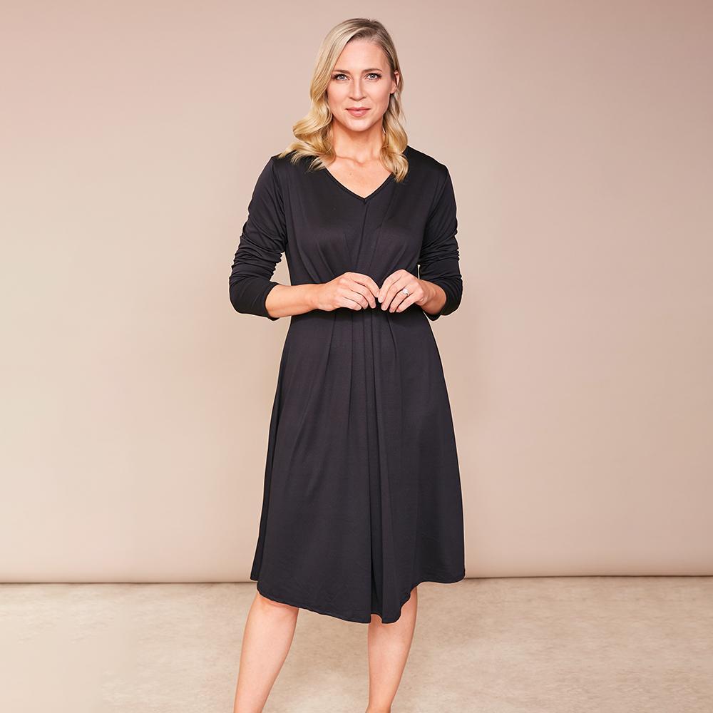 Karla V Neck Dress(Black)