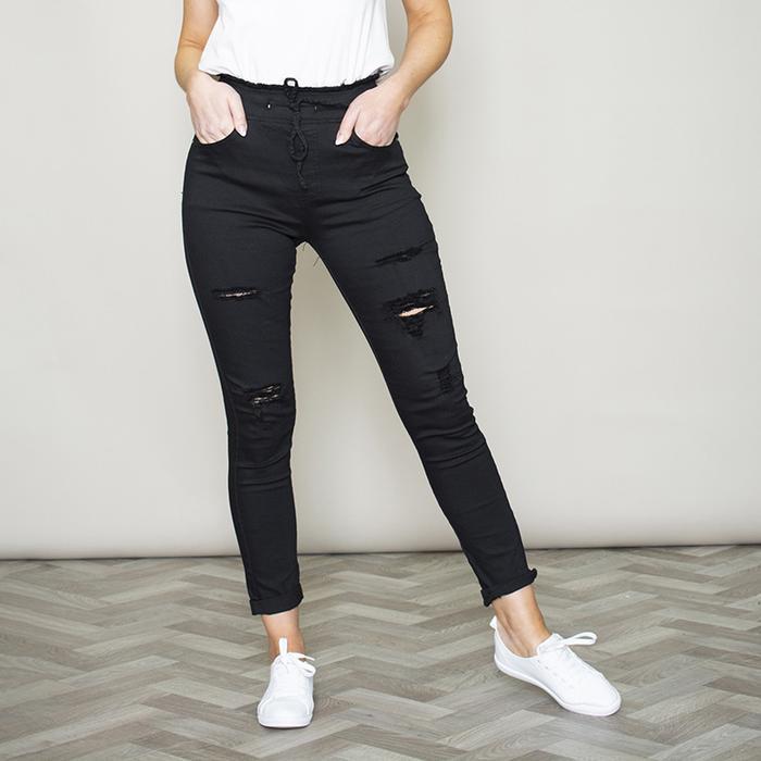 Dana Drawstring Jeggings (Black)