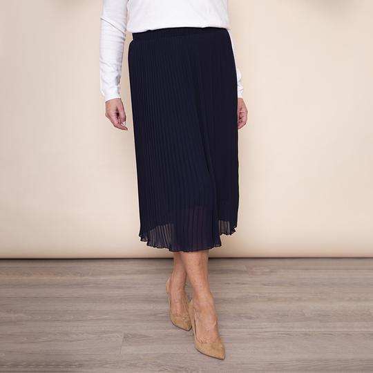 Long Pleat Skirt in Navy