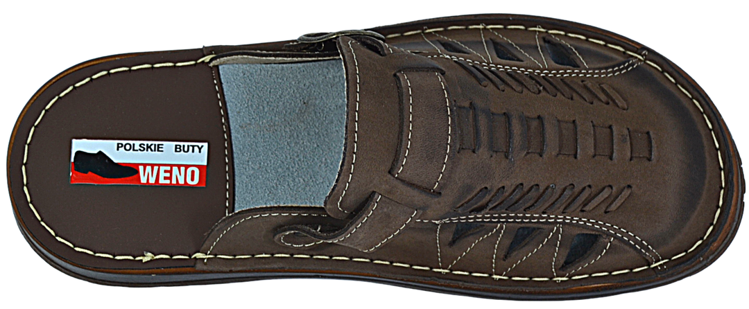 Oliver - Mens summer leather mules slippers - Reindeer Leather