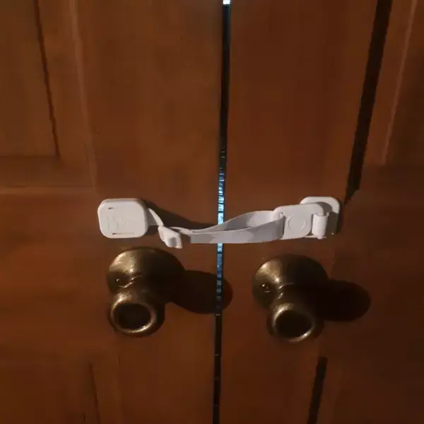 babyproofing double doors with a door buddy door strap