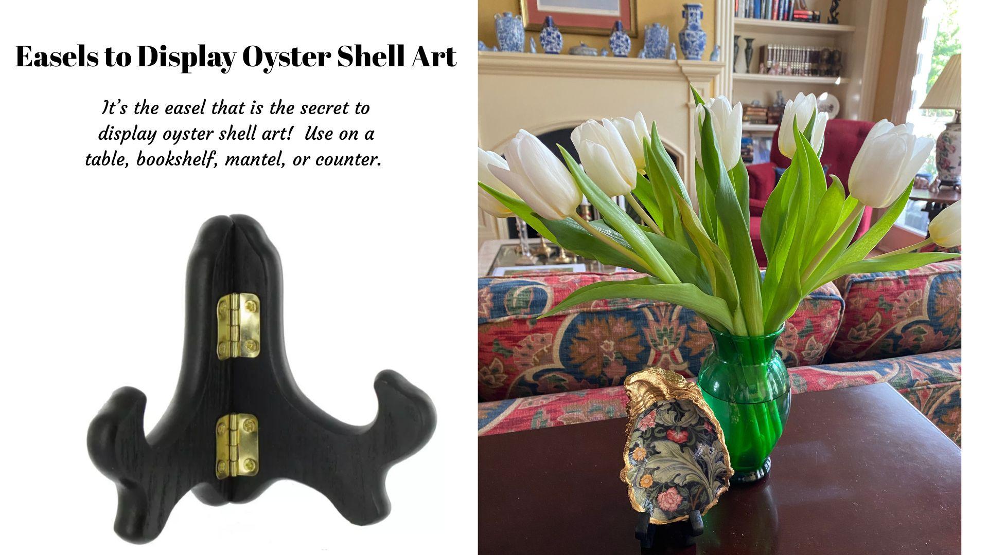Easel to display oyster shell art