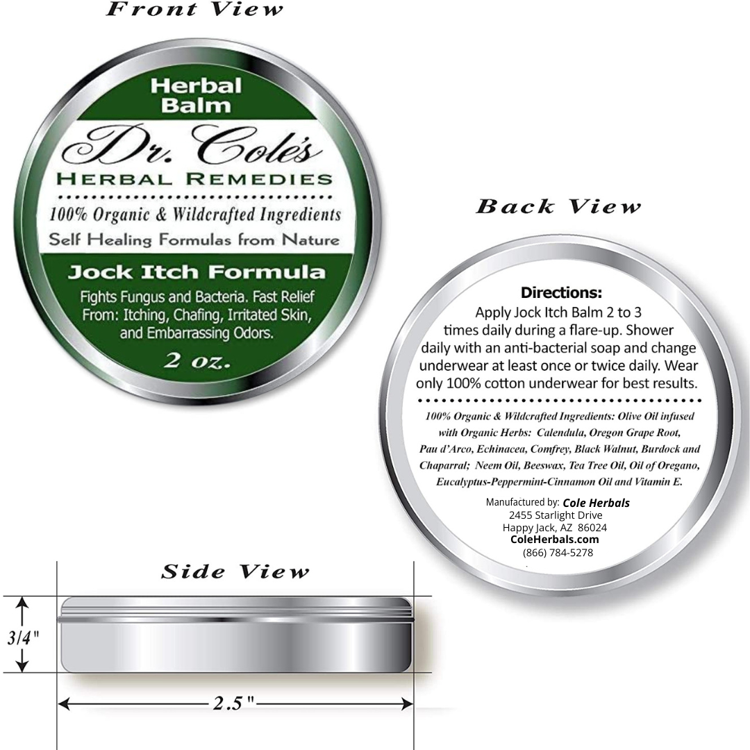 Dr. Coles Jock Itch front, back and side views.