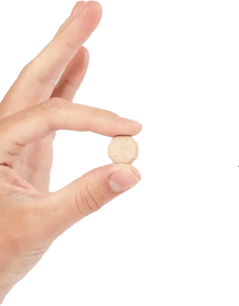 Hand holding Menomints lozenge