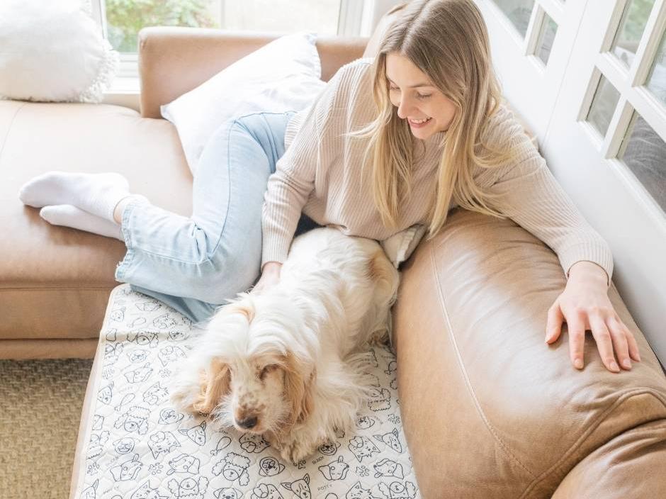 woman-with-cute-dog-home