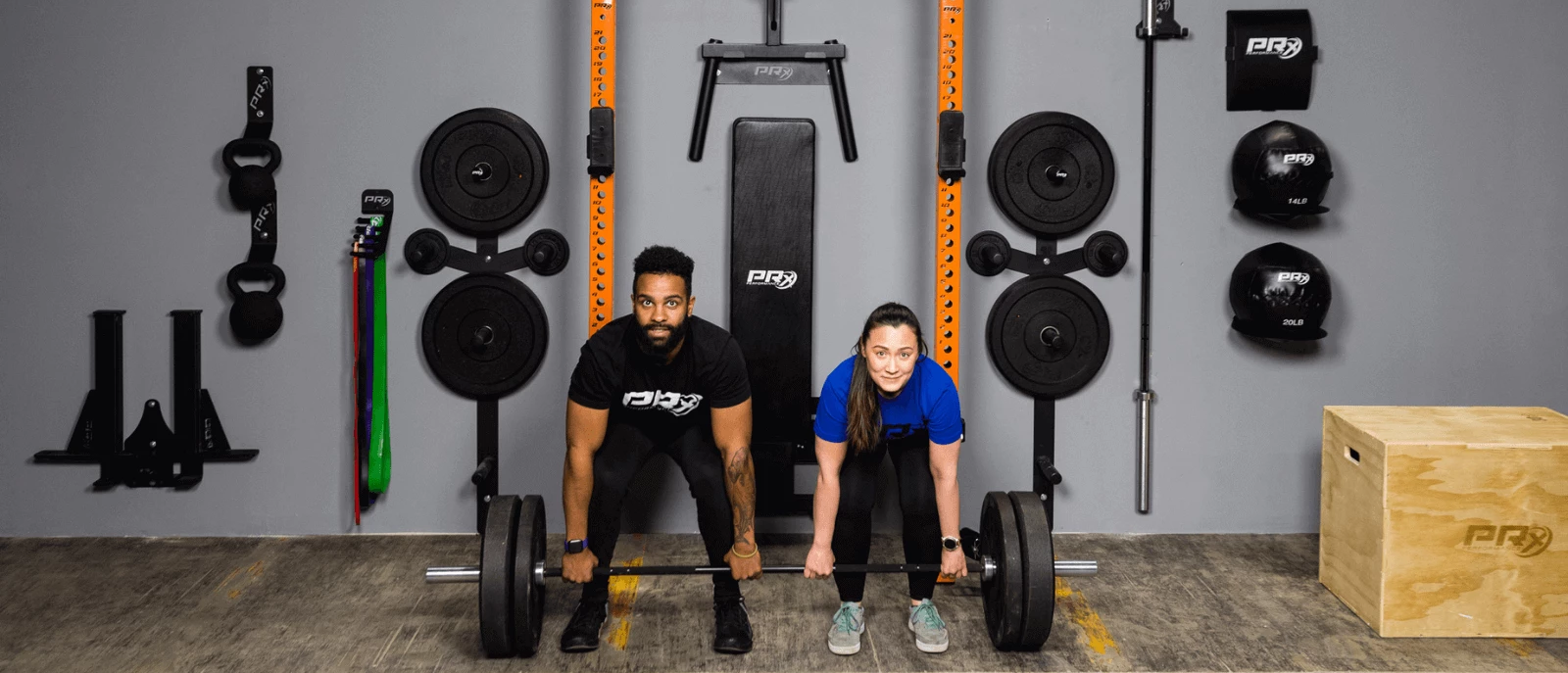 home gym package, set up with man and woman
