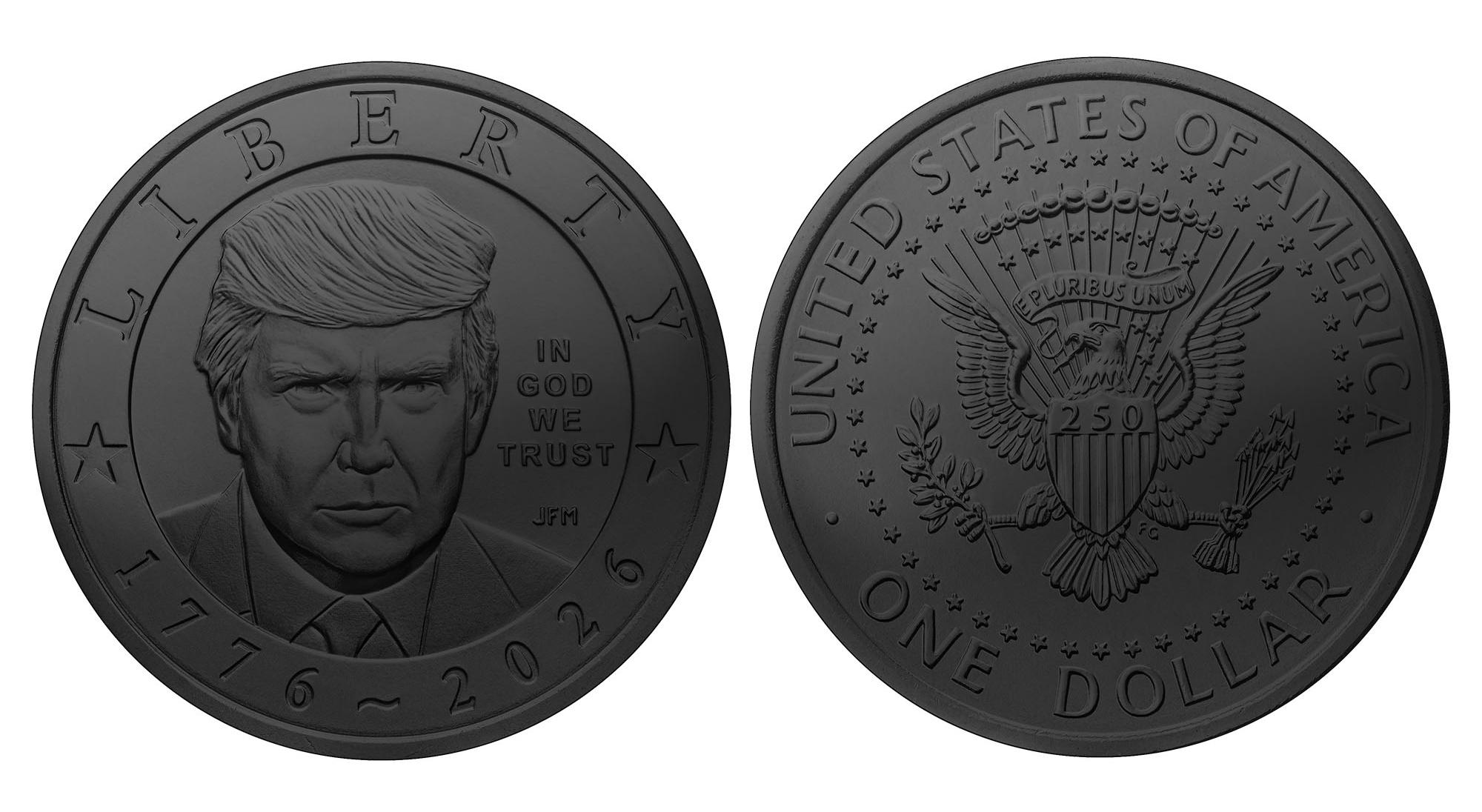 America's 250th Anniversary Trump $1 Coin - Black Ruthenium Edition