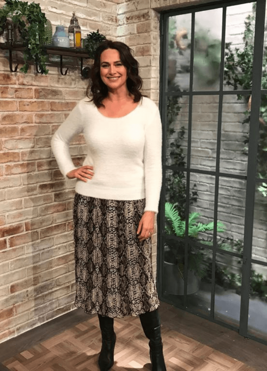 Snake Print Pleat Skirt