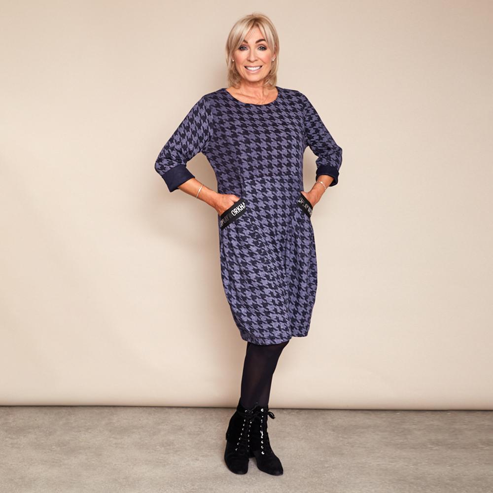 Kate Houndstooth Dress (Navy)