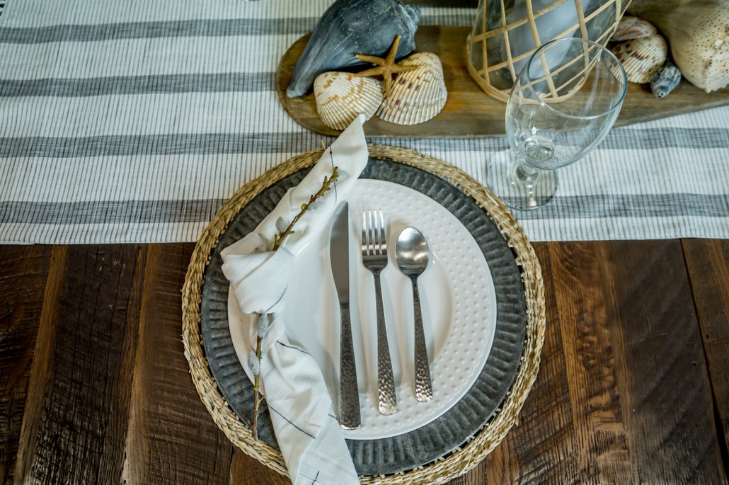 Rattan Placemats and Galvanized Chargers
