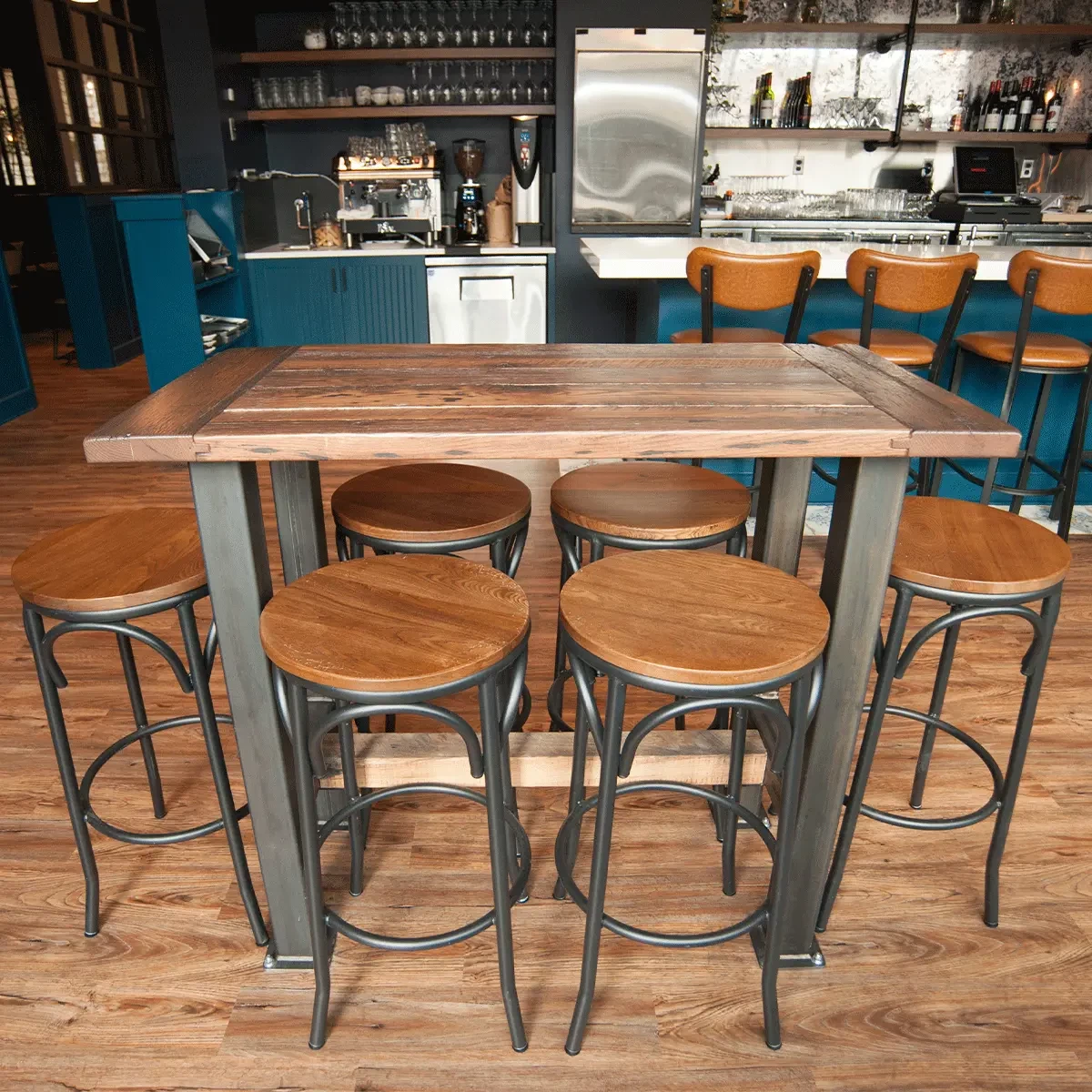 Restaurant Rectangular Rustic Wood Bar Table