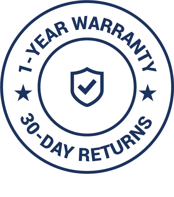 1-Year Warranty and 30-Day Returns Badge for LW Scientific Lab Equipment