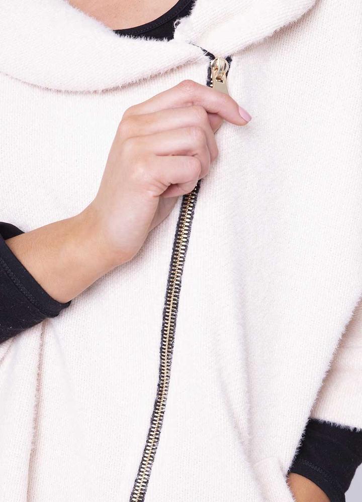 Side Zip Cardi Coat in Cream