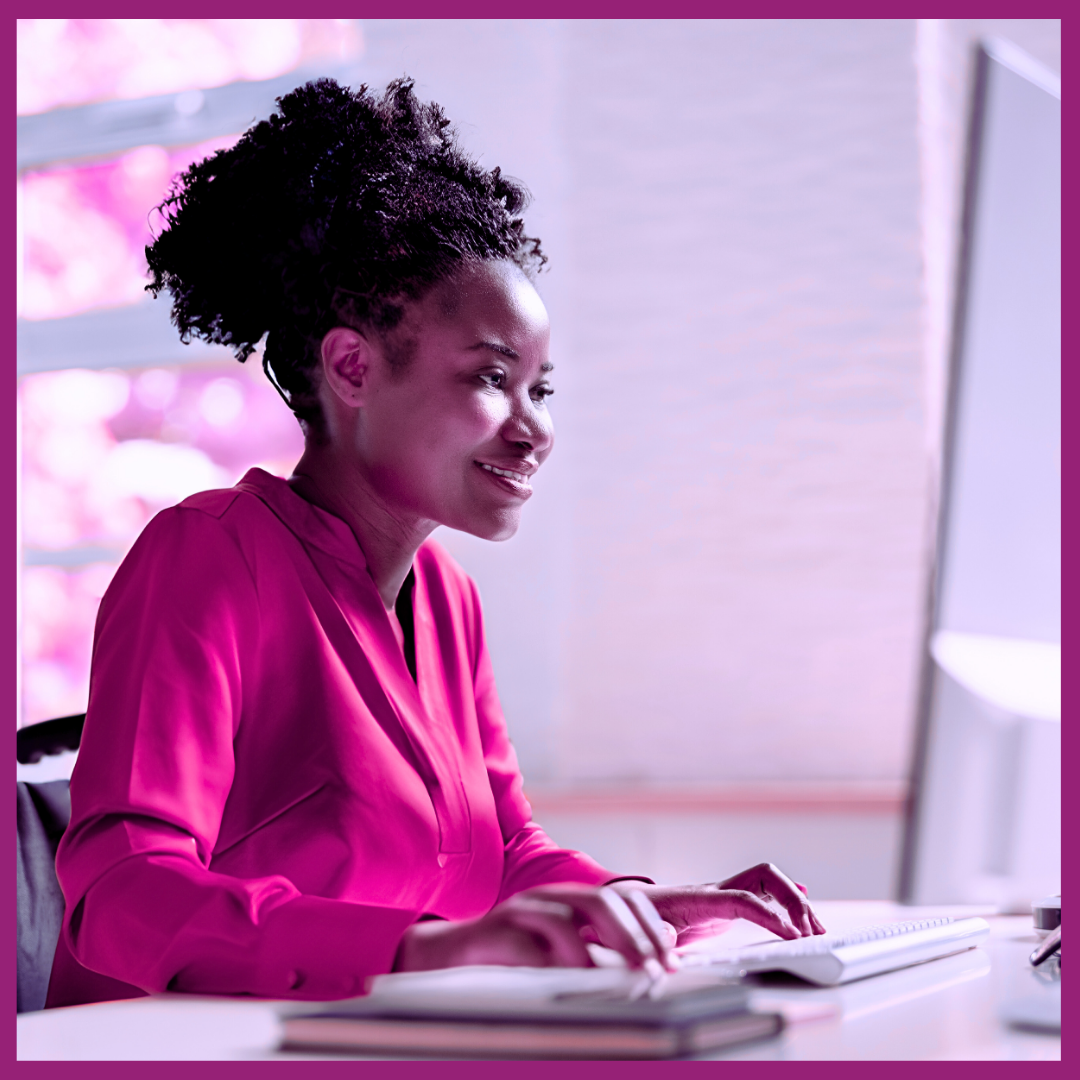 image of woman at computer