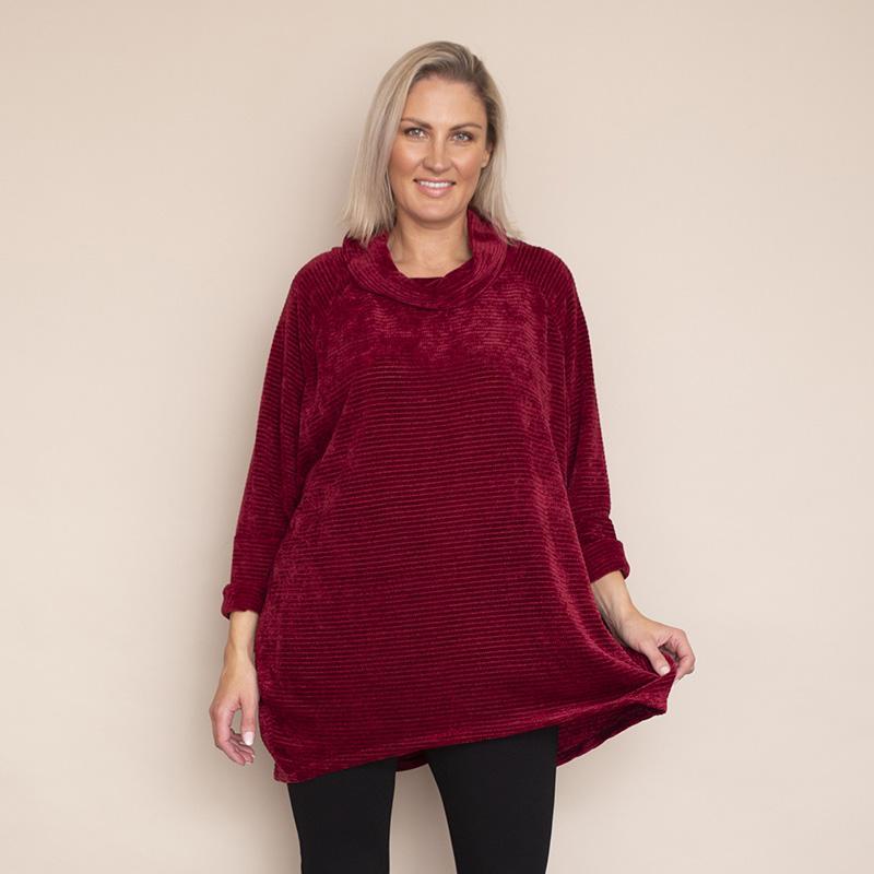 Coleen Velvet TopPlus Size (Wine)