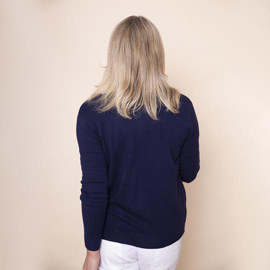 Round Neck Button Cardi in Navy
