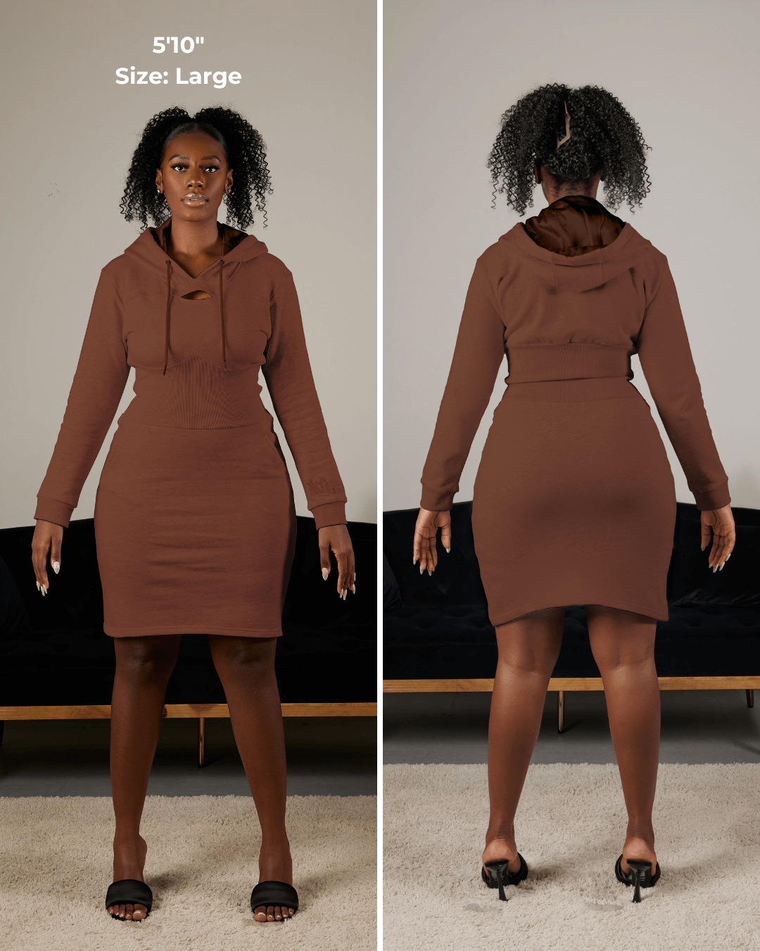 satin-lined hoodie dress