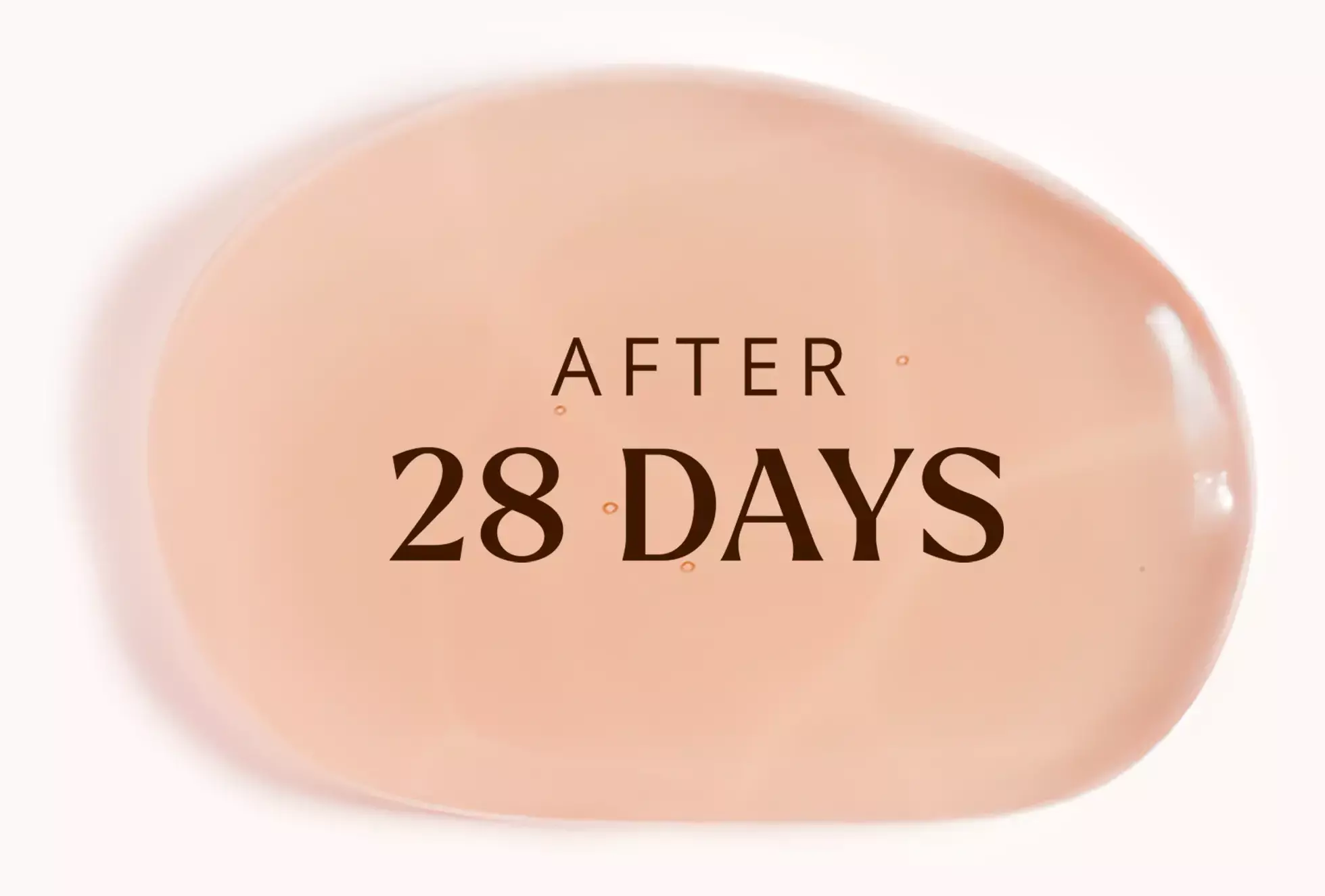 A drop of serum with the text "After 28 days" written over it