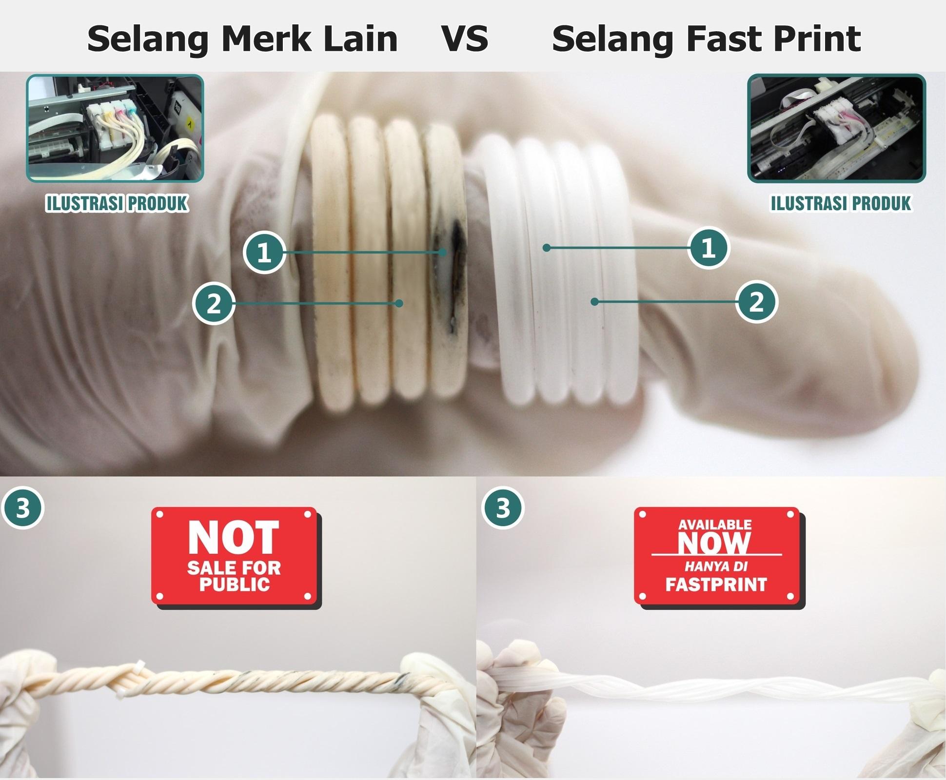 perbandingan selang fast print dan merk lain