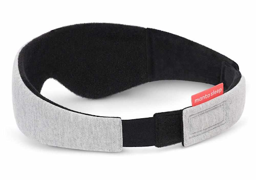 The back-side of a Manta SLEEP Mask head strap showing the triple-enforced elastic.