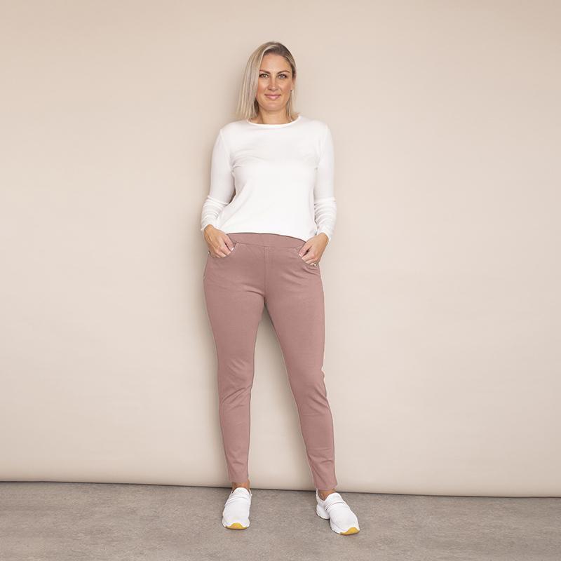 Ann Stretch Waist Trousers (Dusty Rose Pink)