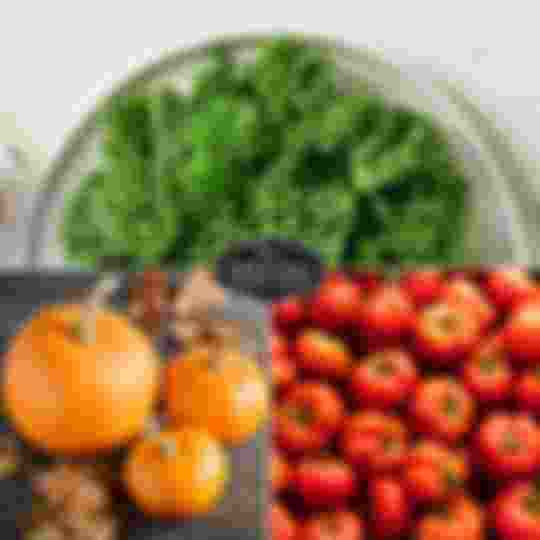 Kale, tomatoes and pumpkins
