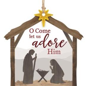 O come let us adore him with nativity scene