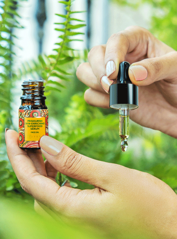 prinourish face oil- patch test and feel it sensorially