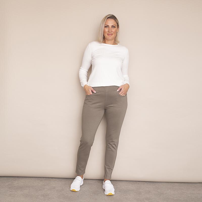 Ann Stretch Waist Trousers - Plus Size (Khaki-Light)