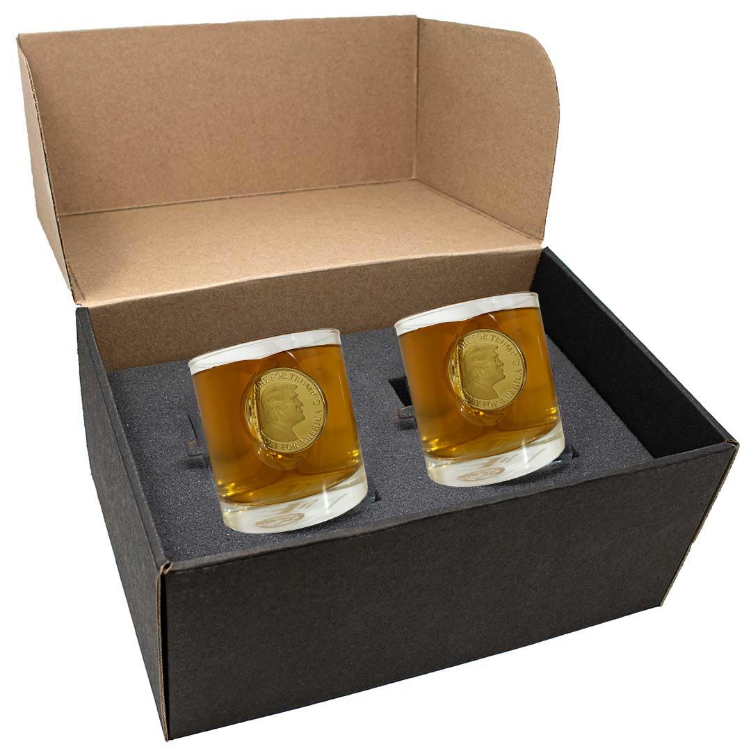 Trump Challenge Coin Whiskey Glass