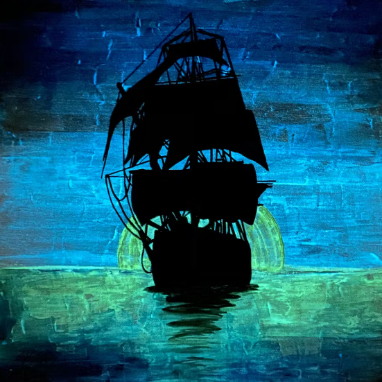 glow in the dark ship painting