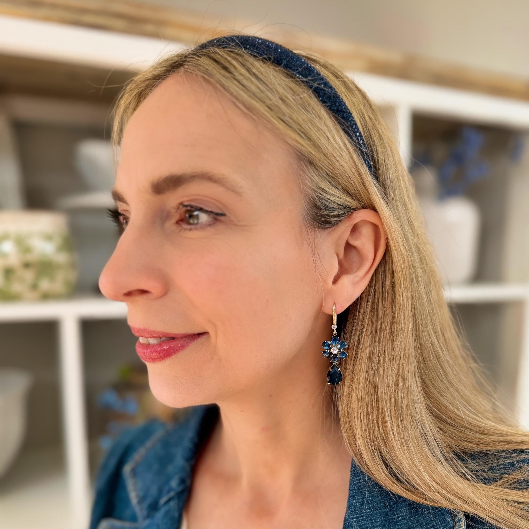 Navy blue headband and earrings set