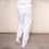 Stretch Waist Pocket Linen Trouser in White