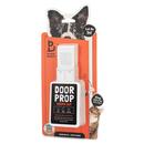 Door Buddy pet door prop dog gate alternative and door latch for pets designed to keep dogs out of litter box rooms while allowing cats through.